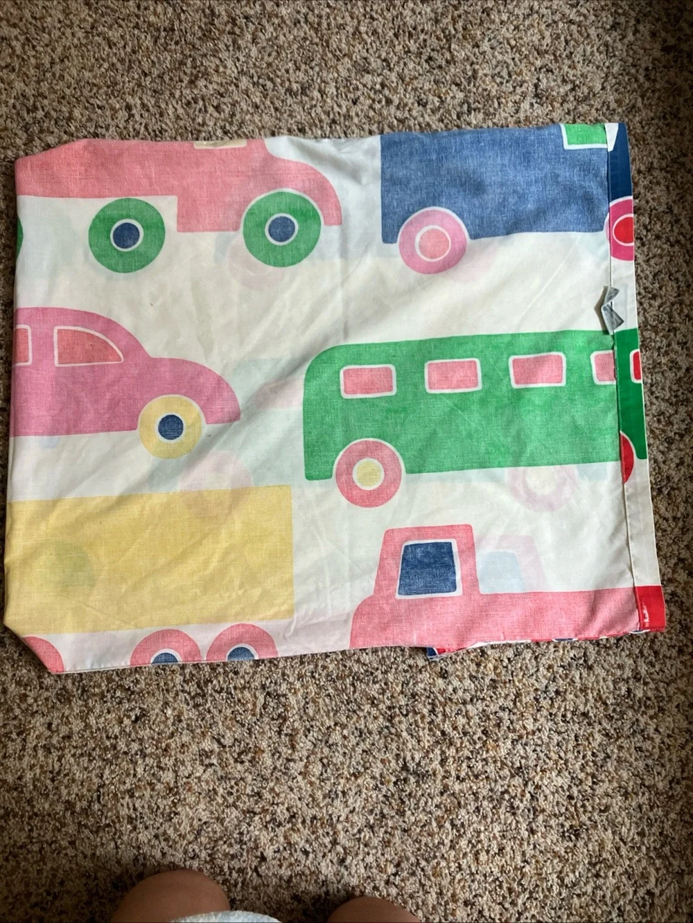 Marimekko vintage 1970 pillowcase cars and trucks Bo boo Dan rivers